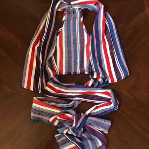 Red white and blue wrap vest